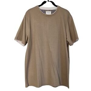 Crew Neck Waffle Textured Patterned Soft Cotton Blend Tee Inner Collar Lining L